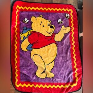 Winnie the Pooh Throw with Red and Purple Design